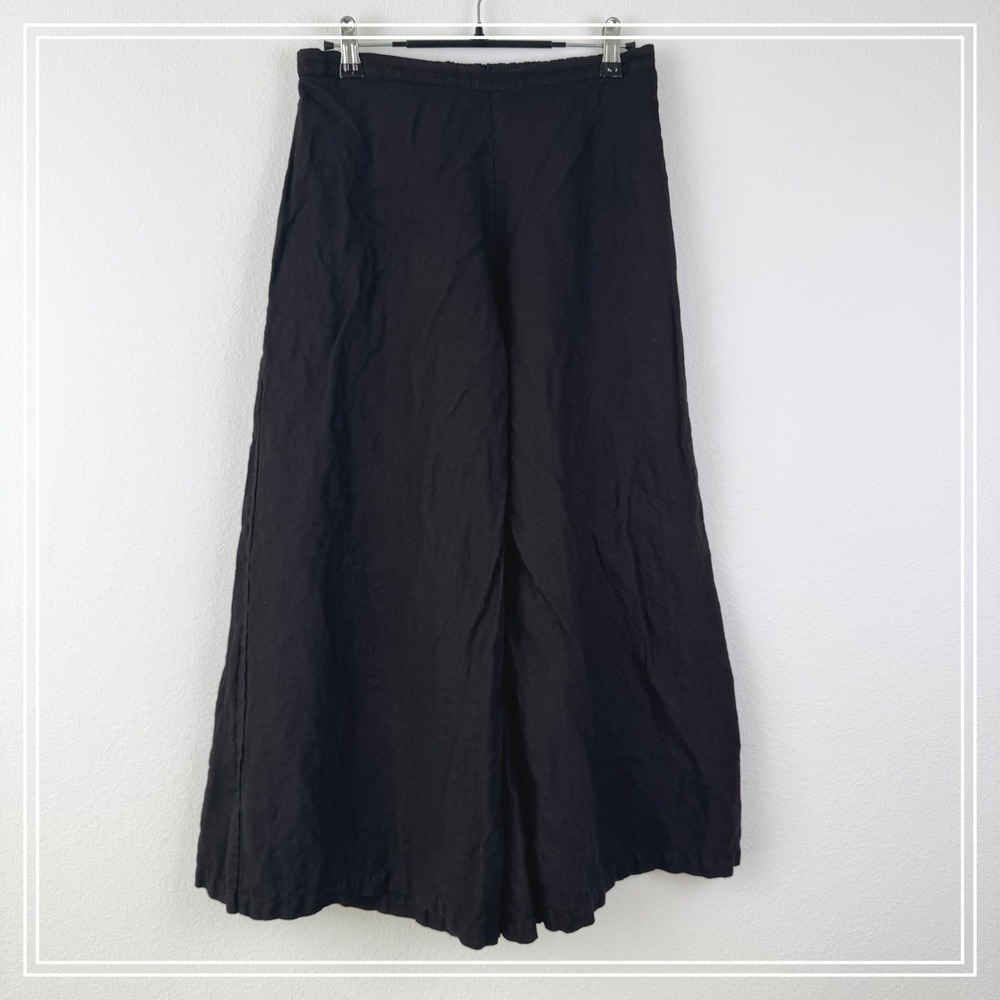 Bryn Walker Wide Leg Linen Pants Women Medium Black Excellent Minimalist Coastal